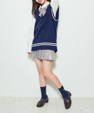 WEGO 【SCHOOLITEM】ラインスクールニットベスト ネイビー