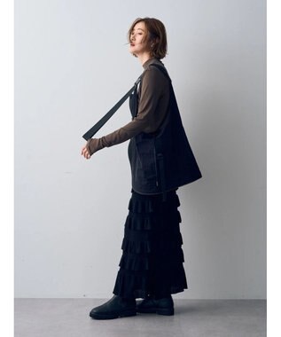 YECCA VECCA ティアードフリルラメニットスカート Black