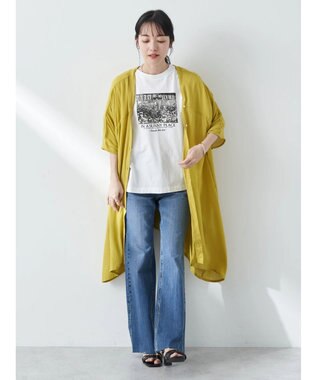 earth music&ecology レーヨンビッグシャツチュニック Yellow