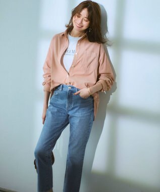 23区 【見上愛さん着用/Oggi11月号掲載】コットン コーデュロイ シャツ ピンク系