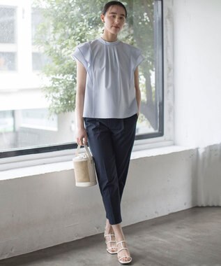 組曲 スーパーライトストレッチテーパード パンツ ネイビー系