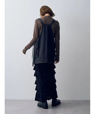 YECCA VECCA ティアードフリルラメニットスカート Black