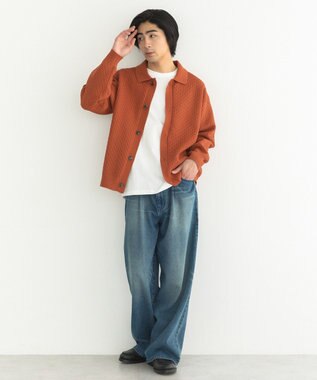 CRAFT STANDARD BOUTIQUE 柄編みニットシャツカーディガン Terracotta