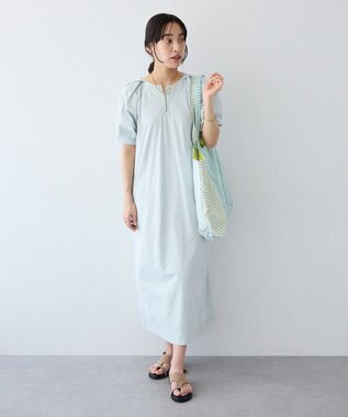 CRAFT STANDARD BOUTIQUE ポーチ付きバルーンスリーブワンピース Light Blue