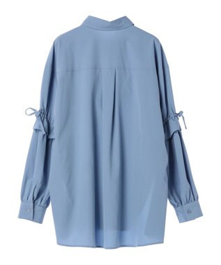 earth music&ecology ギャザースリーブシャツ Blue