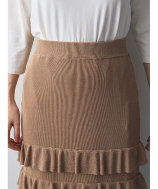 YECCA VECCA ティアードフリルラメニットスカート Beige