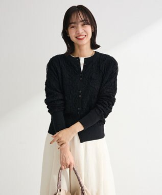 Green Parks 表面感ニットカーディガン Black