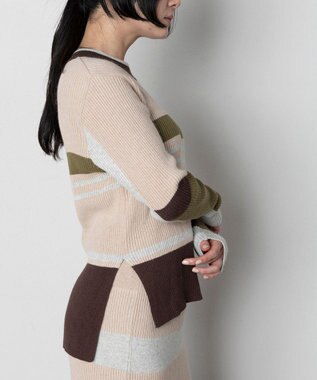 TRICOTE ボーダーリブセーター 82BEIGE