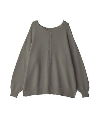 YECCA VECCA 2wayヘンリーネックルーズニット Charcoal Gray