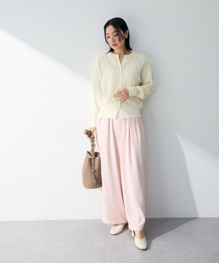 Green Parks 表面感ニットカーディガン Ecru