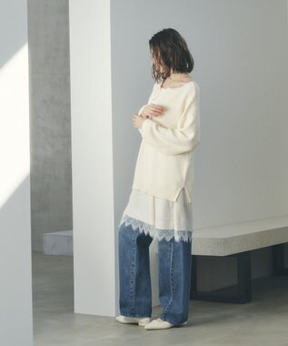 YECCA VECCA 2wayヘンリーネックルーズニット Ivory