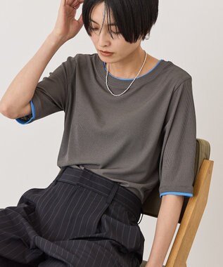 AMERICAN HOLIC シアーリブ配色プルオーバー Charcoal Gray