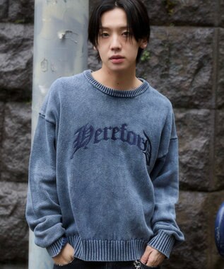 WEGO ブリーチニットグラフィックプルオーバー ネイビー