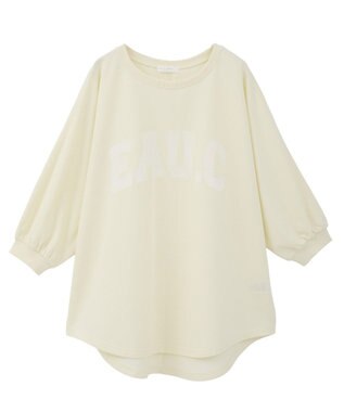 Green Parks ７分袖ミニ裏毛ドルマンロゴプルオーバー Ecru