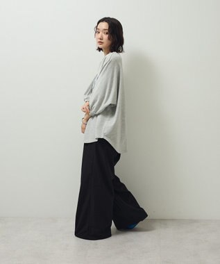 Green Parks ７分袖ミニ裏毛ドルマンロゴプルオーバー Gray Mixture