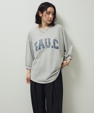 Green Parks ７分袖ミニ裏毛ドルマンロゴプルオーバー Gray Mixture