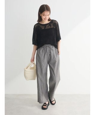 Green Parks 花柄メッシュニットプルオーバー Black