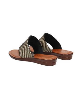 INTER-CHAUSSURES 【ITALIAN SHOEMAKERS】センターラインストーントングサンダル ブラックコンビ