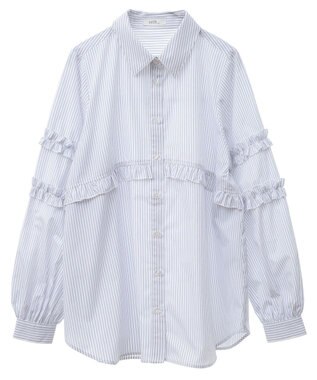 earth music&ecology レギュラーカラーフリルシャツ Off White