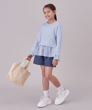 UNFILO 【110-150cm】BEAUTY FORM JERSEY ペプラムスウェット サックス