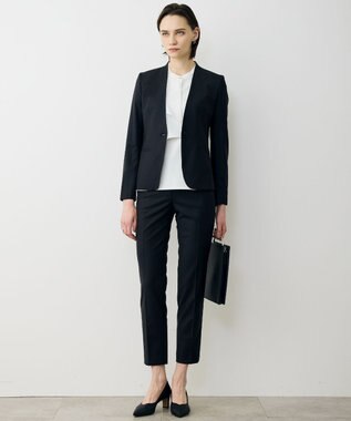 ICB L 【新色追加・セットアップ対応】Bahariye ノーカラージャケット ネイビーストライプ系