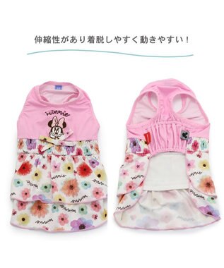 PET PARADISE 犬の服 春夏 ひんやり クール 接触冷感 虫よけ ディズニー ミニーマウス 花柄ワンピース 【小型犬】 -