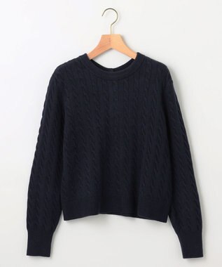 組曲 L 【前後着用可】コットンカシミヤ混2WAYケーブル ニット ネイビー系