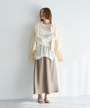 YECCA VECCA ボリュームギャザーデザインZIPブルゾン Ivory