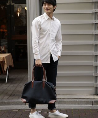 UNBILLION Otias 1683デニール×白化合皮ボストンM ネイビー