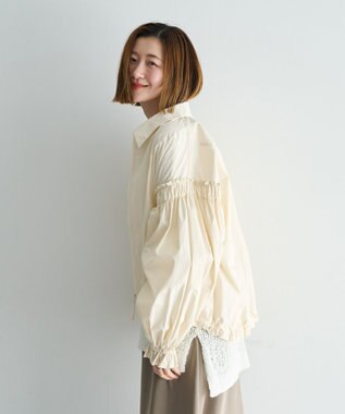 YECCA VECCA ボリュームギャザーデザインZIPブルゾン Ivory