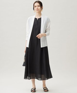 自由区 【カタログ掲載・接触冷感・洗える】シアーラミーローンフレンチスリーブ ワンピース セピア