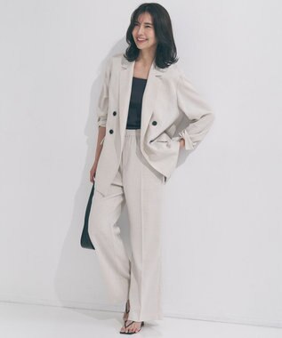 UNFILO 【セットアップ着用可/ウエストゴム】TENNEN TOUCH セミフレア パンツ ベージュ