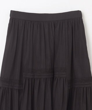GRACE CONTINENTAL ギャザーレースロングスカート ブラック