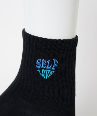 WEGO ハートロゴ刺繍ソックス ブラック