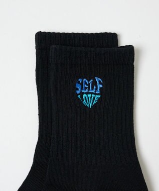 WEGO ハートロゴ刺繍ソックス ブラック