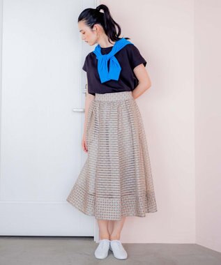 組曲 【洗える・2WAY】シアーニット カーディガン ブルー系