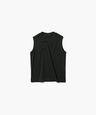 ATON DRY COTTON JERSEY | モックネックスリーブレスプルオーバー BLACK