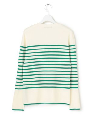 23区 ウールブレンド ボーダー ニット オフ地×エメラルドボーダー
