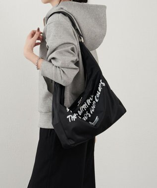 russet ステンシル風プリント ナイロン2WAYショルダーバッグ(SF-271) Black