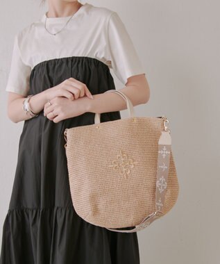 russet スリム2WAYトートバッグ <ナイロンラフィア>(CE-1717-WEB) Ivory