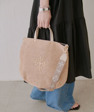 russet スリム2WAYトートバッグ <ナイロンラフィア>(CE-1717-WEB) Ivory