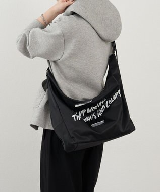 russet ステンシル風プリント ナイロン2WAYショルダーバッグ(SF-271) Black