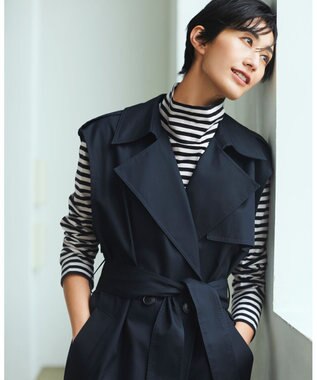 ICB 【洗える】CottonSingleJersey ハイネックプルオーバー ブラックボーダー系