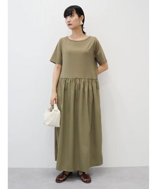 Green Parks Ｂ．ドッキングボリュームギャザーワンピース Black