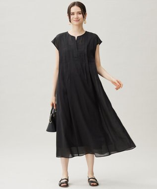 自由区 【カタログ掲載・接触冷感・洗える】シアーラミーローンフレンチスリーブ ワンピース セピア