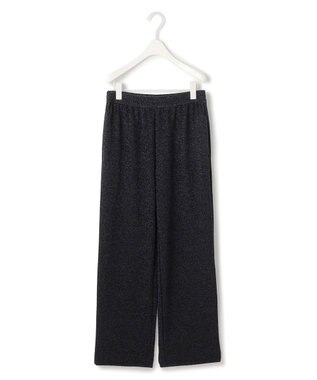 ICB L 【洗える】 シャイニーラメジャガード セミワイドパンツ ブラック系