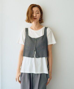 YECCA VECCA ZIPニットビスチェ Silver