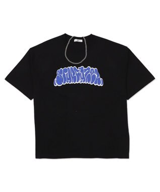 WEGO 【ユニセックス着用ITEM】アクセ付きグラフィックT（SS） ブラック