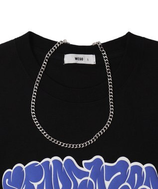 WEGO 【ユニセックス着用ITEM】アクセ付きグラフィックT（SS） ブラック