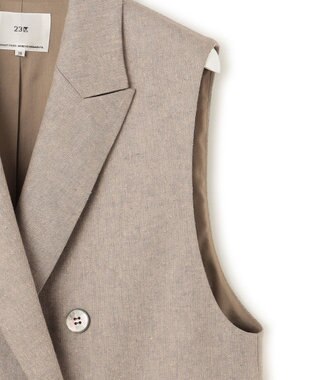 23区 【セットアップ対応】リネン ミックスツイード ジレ ベージュ系